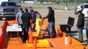 Decontamination set up during our Boom School using Aluminum Angle Berms, Foam Wall Berms, and Collapsible Berms
