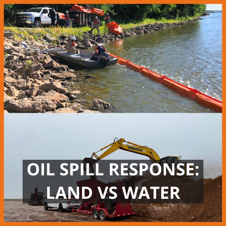 Thumbnail for article over the differences of oil spill responses on land and water