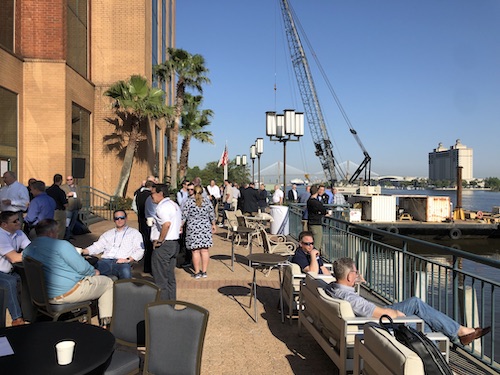 2023 Spill Control Association of America (SCAA) Meeting and Conference 3 scaa annual meeting attendees taking a break outside of hotel